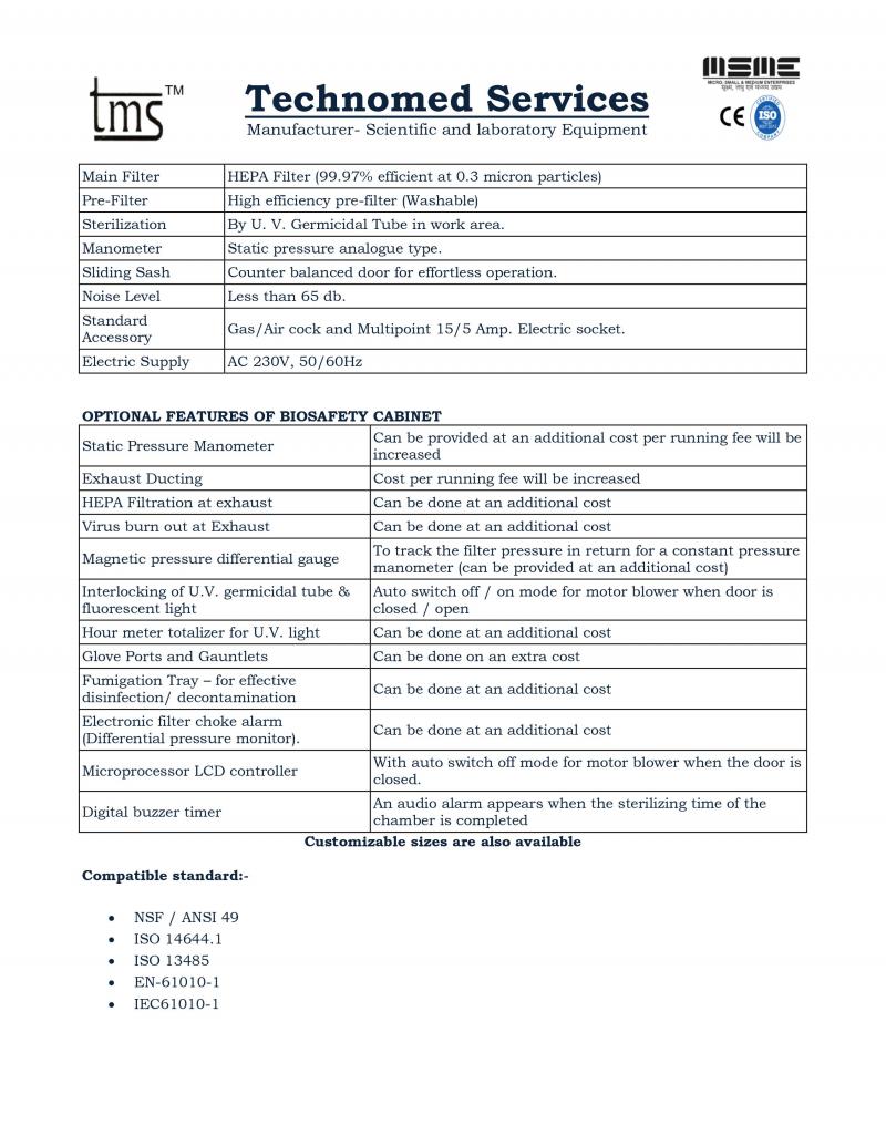 Biosafety Cabinet Additional